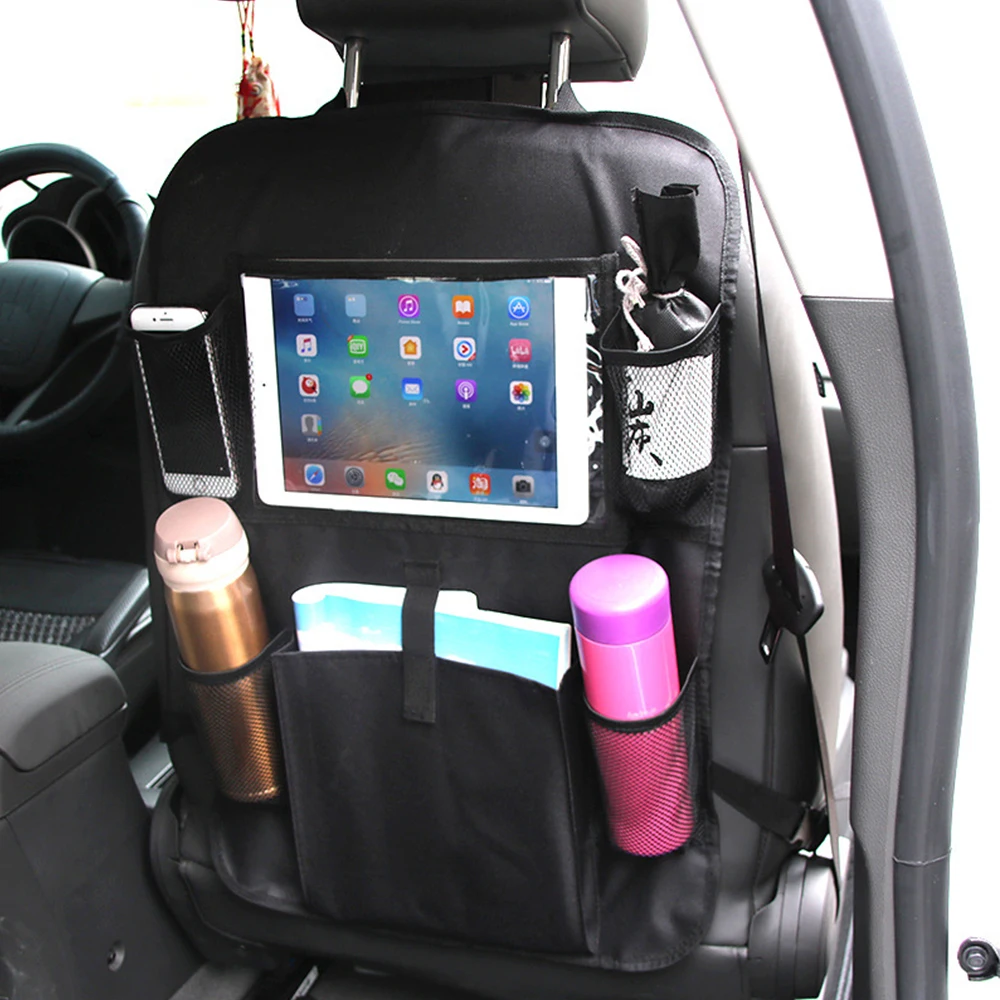

Car Backseat Organizer Holder + 9 Storage Pockets Kick Mats Car Seat Back Protectors for Kids Toddlers with Touch Screen Tablet