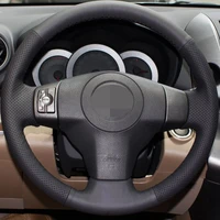 car steering wheel cover for toyota yaris vios rav4 2006 2009 scion xb 2008 diy black microfiber leather hand sewn