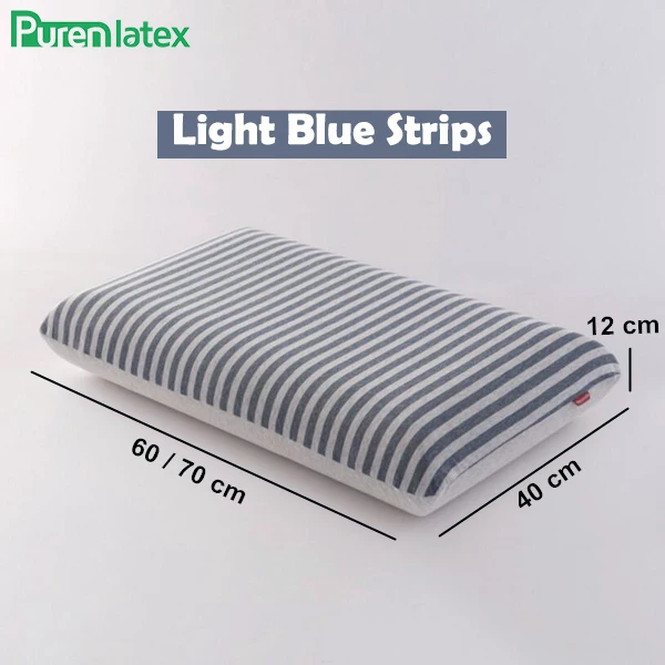 Light Blue Strips PurenLatex 60*40*12 большой пены памяти продолговатые полоски мягкая Ортопедическая подушка спондилез Eczema предотвращает шейный позвонок подушка - Цвет: Light Blue Strips