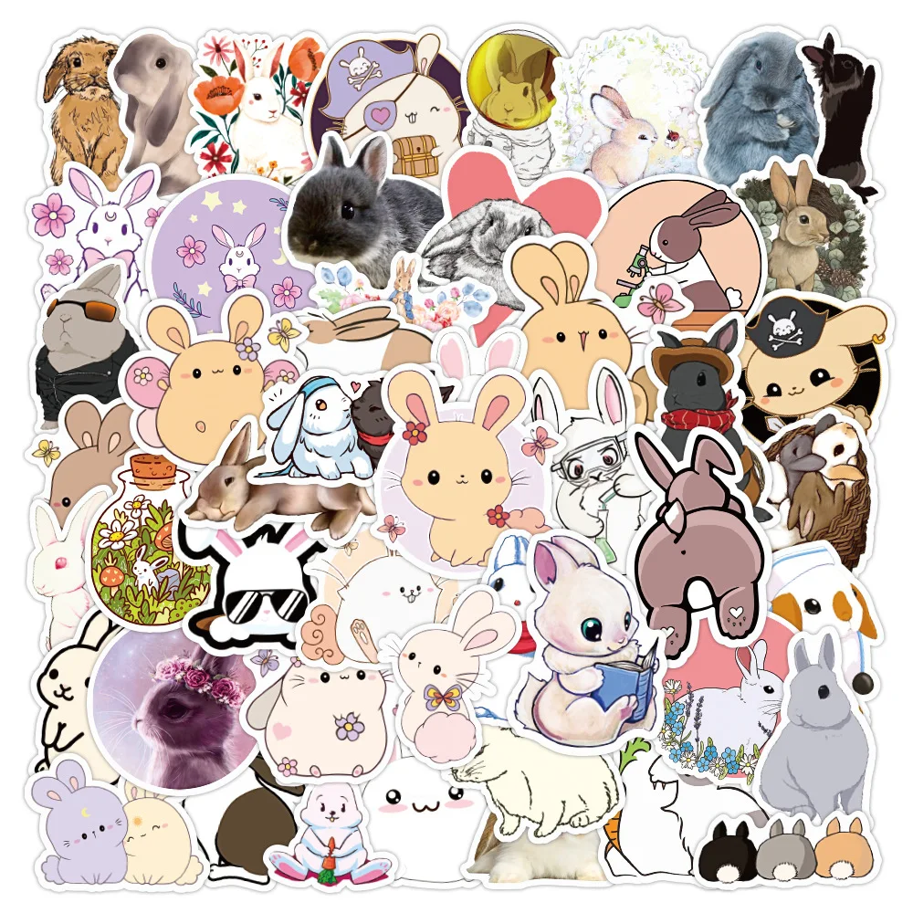 

50pcs Cute Unicorn Shark Marine Organism Rabbit Stickers Cartoon Waterproof Decal DIY Planner Diary Scrapbook Stationery Sticker