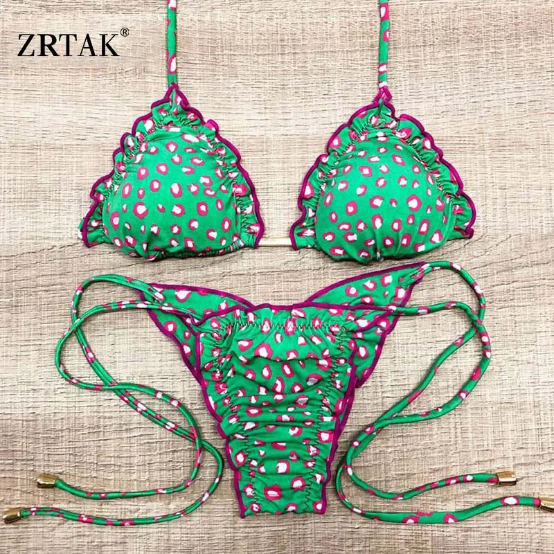 Zrtak кисточкой ленточное бикини женский купальник с рисунком купальный костюм