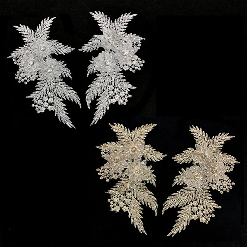 

Fashion 2pcs/set flower embroidery Patches for clothes Retro vintage iron on patches floral appliques for clothing