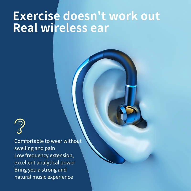 

Bluetooth Wireless Earphones Single-Ear, Hands Free Business Bluetooth Headset 15 Hours Playing Time for Business/Driving