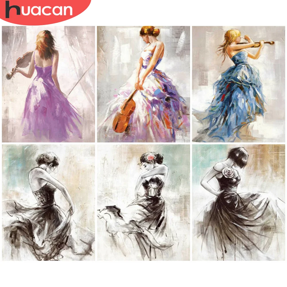 

HUACAN Picture By Numbers Music Girl Unique Gift On Canvas Wall Art Acrylic Oil Painting By Numbers Figure For Living Room