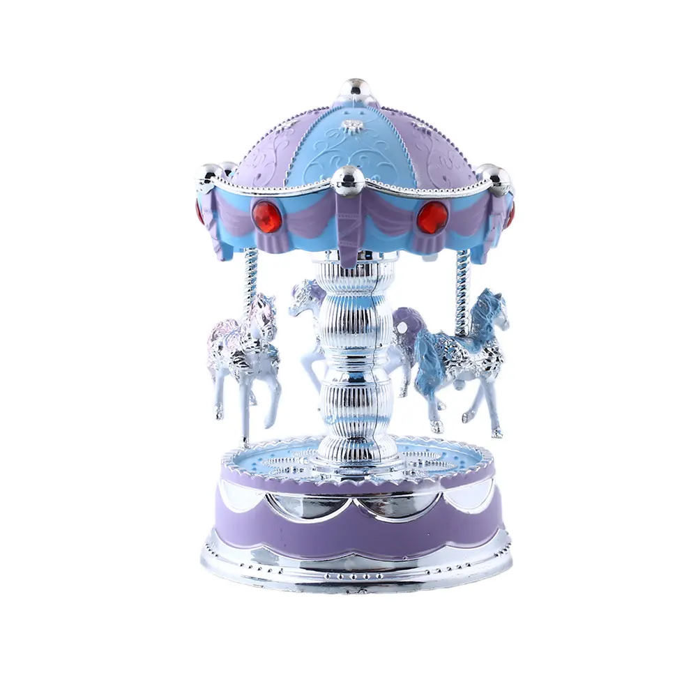 Horse Carousel Music Box Toy Light Clockwork Musical Boxes Gifts Vintage | Дом и сад