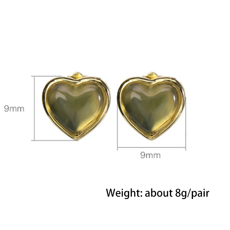 

V.YA Heart-shaped Love Earrings 925 Sterling Silver Gold-plated Blue Amber Earrings Vintage Silver Engagement Jewelry Gifts