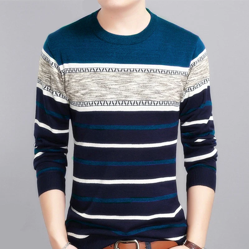 

Mens Sweater 2021 Autumn New Round Collar Pullover Men Brand Clothing Knit Shirt Slimfit Fashion