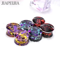 8 30mm round colored sequins acrylic ear tunnel plug and gauge ear expander stretcher piercing earring
