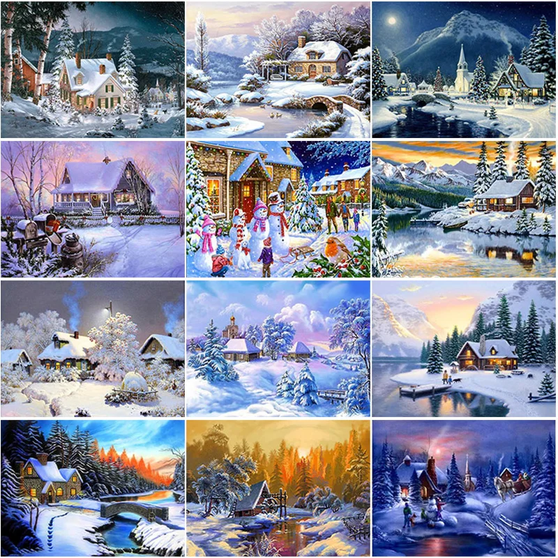 

DIY 5D Children Room Paintings With Diamond Full Square/Round Rhinestone Winter Snow Embroidery Mosaic Cross Stitch Home Decor