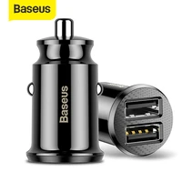 Baseus 3 1A Car Charger Mini Fast Charging Car Dual USB Car Phone Charger Adapter Car For Mobile Phone Tablet GPS Function