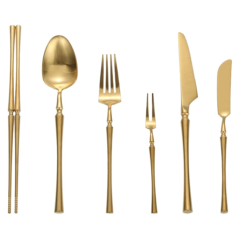 

Nordic Creativity Gold Stainless Steel Cutlery Set Luxury Metal Portable Eco Friendly Gift Cubiertos Wedding Decoration Ec50cj