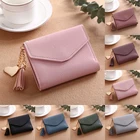 Женский кошелек, милые студенческие сумки с кисточкой и подвеской, Маленький модный кошелек для девушек из искусственной кожи, кошелек для монет, дамские держатели для карт