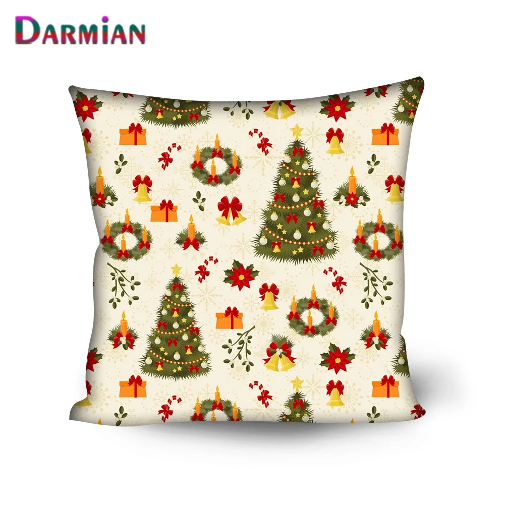 

DARMIAN Christmas Tree Cushion Cover Printed Pillow Case Polyester Sofa Car Cushion Cover Home Decor fundas cojines decorativos
