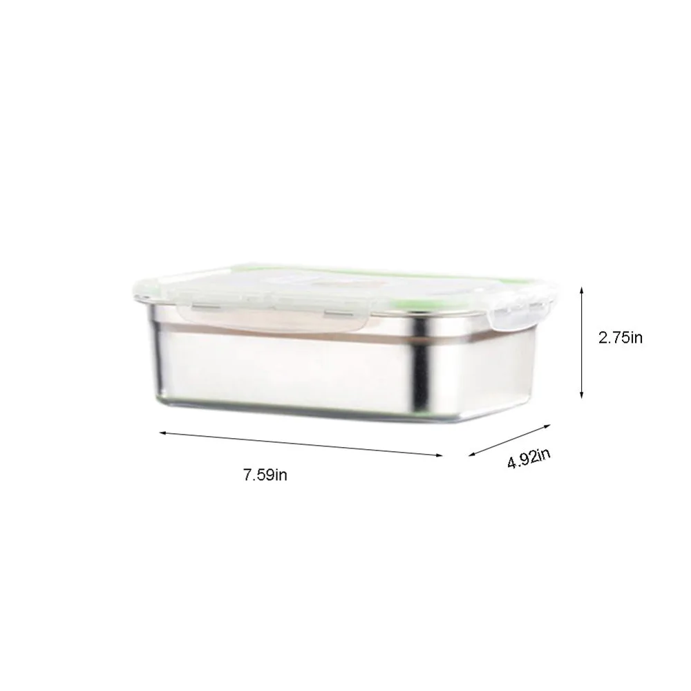 

0.62/1/5.5L Lunch Containers Leak Proof Stainless Steel Food Containers Storage Bento Box Rectangle Lunch Box Kitchen Supplies