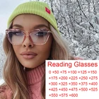 Прозрачные розовые женские очки для чтения, очки кошачий глаз для дальнозоркости, модные увеличительные очки с защитой от сисветильник для женщин + 1,5 + 2,0