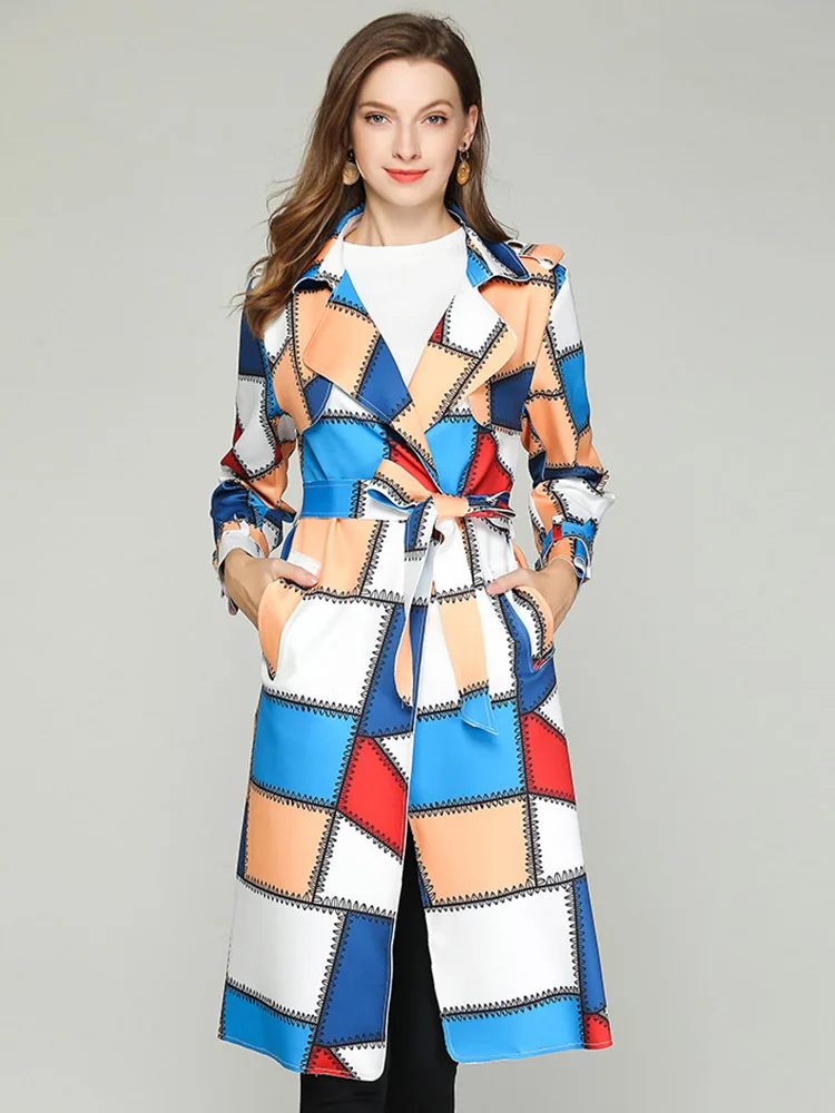 

Женские плащи плащ весна-осень 2020, принтом, британский стиль ветровка повседневная отворотом, тонкая работа, разные цвета тренч женский пал...