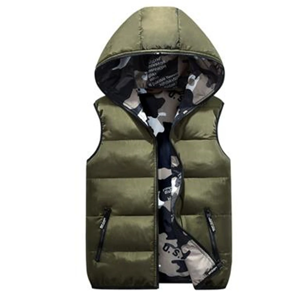 Mens Jackets Sleeveless Vests Winter Male Double-Wear Cotton-Padded Hooded Coats Autumn Thick Warm Waistcoats Clothing vest