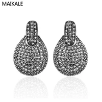 maikale new classic water drop vintage earrings alloy big earings exaggerated whiteblack rhinestone long earrings for women