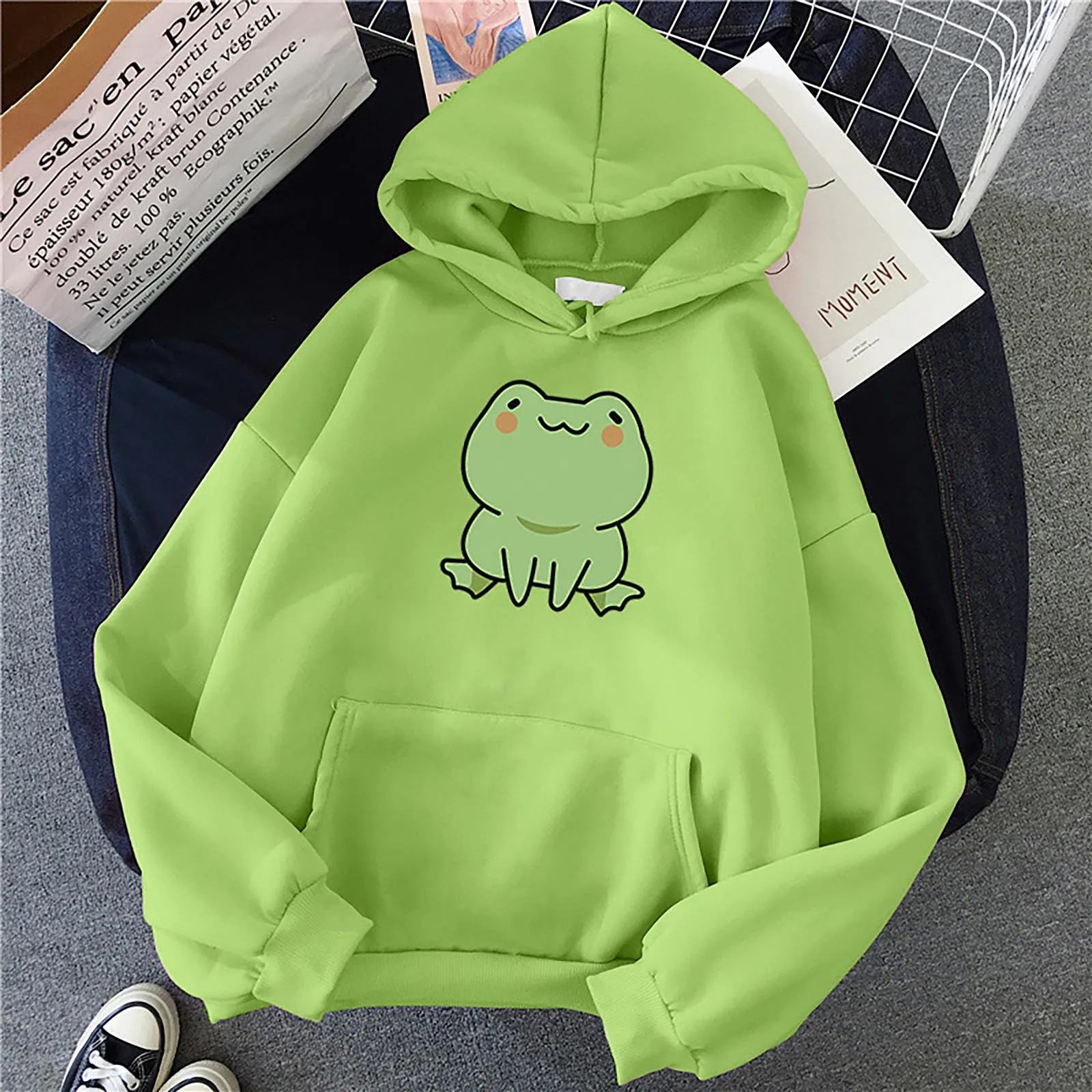

PARISH Frog Hoodie Women's Winter Hoodies Kawaii Cute Casual Streetwear Aesthetic Oversize Top Woman Loose Sweatshirts