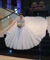 vestido de noiva ensotek crystal lace wedding dress 2021 ball gown dubai arabic muslim wedding gown bridal dress robe de mariage