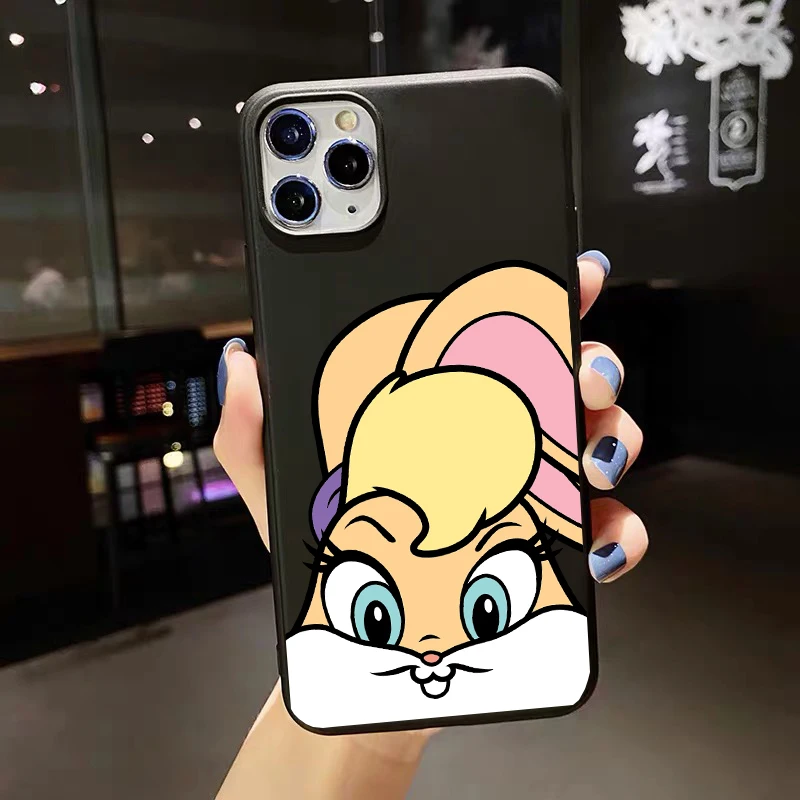 

Luxury Cartoon Crazy Rabbit Wolf Dog black Soft Phone Cover For iPhone 12pro 11Pro Max XR XS MAX 7 8 Plus SE Silicone Back case