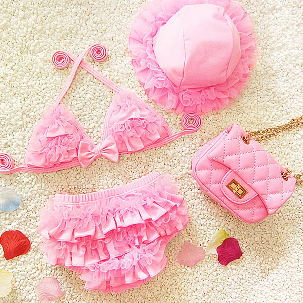 Летнее бикини для маленьких девочек купальный костюм с оборками из трех