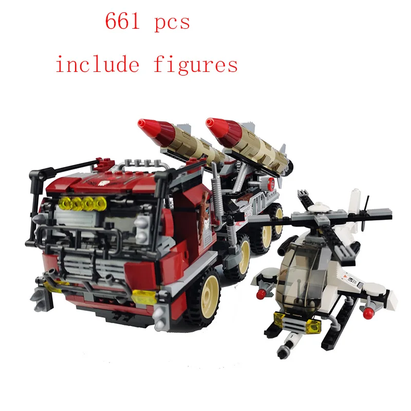 

Enlighten 3207 656Pcs Building Blocks War City Thunder Mission Army Super Weapon Rocket Car Bricks Toys for children