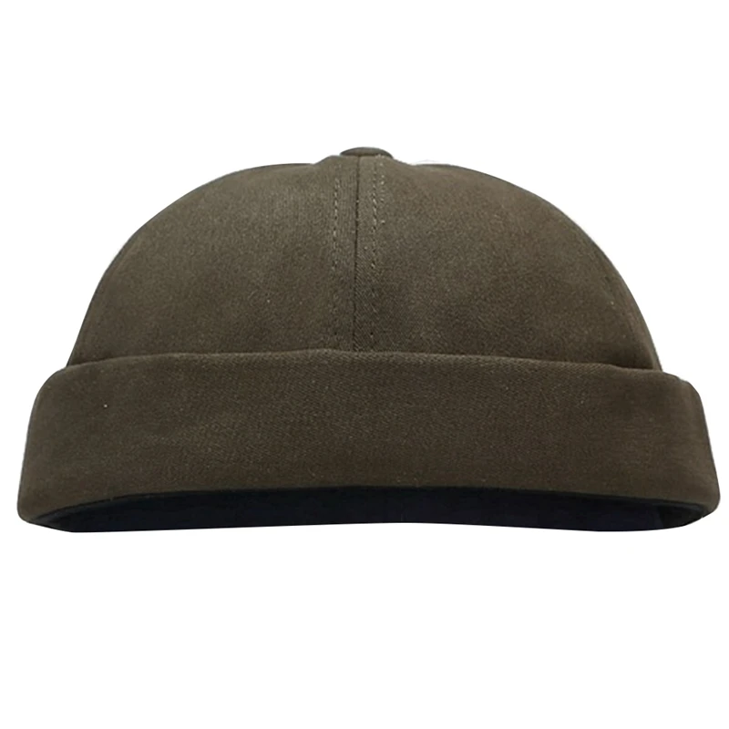

Men Brimless Cotton Hat Beanie Skullcap Sailor Cap Cuff Brimless Retro Navy Style Beanie Hat