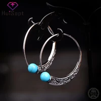huisept vintage 925 silver jewelry earrings ornaments for female blue gemstone drop earrings wedding engagement party wholesale