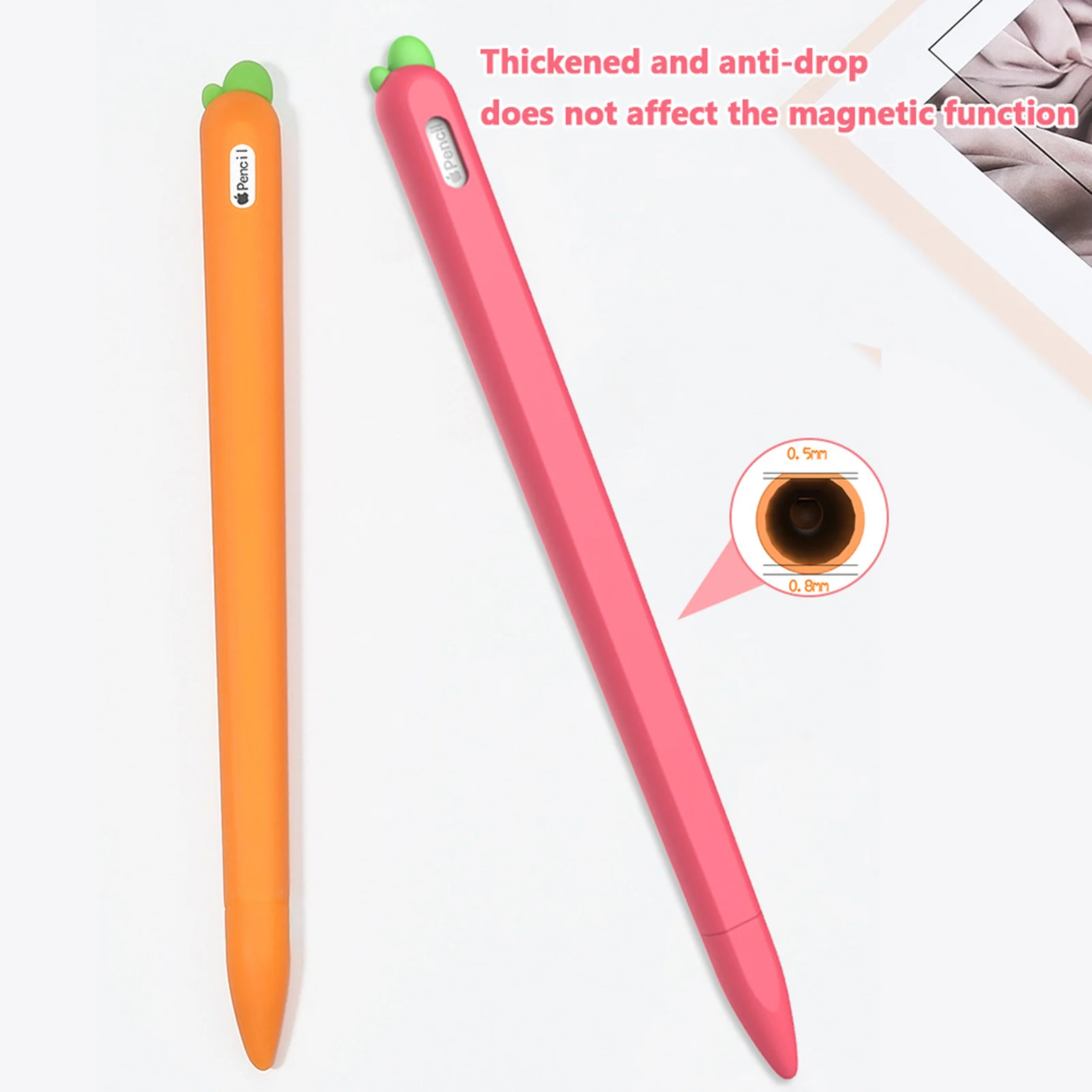 

Cute Carrot Silicone Pencil Case For Apple Pencil 2/1 Case ForIPad Tablet Touch Pen Stylus Cartoon Protective Sleeve Cover HOT