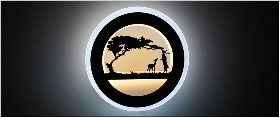 Светодиодный Diary 14 Вт светодиодный круглый настенный светильник с изображением животных 110-240 В, современный настенный светильник с изображением черного слона для украшения гостиной