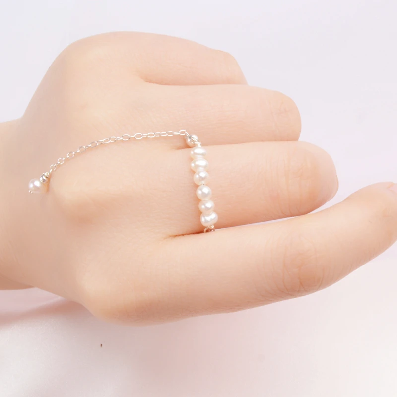 ASHIQI натуральный жемчуг 100% Настоящее серебро 925 пробы с кисточкой регулируемое