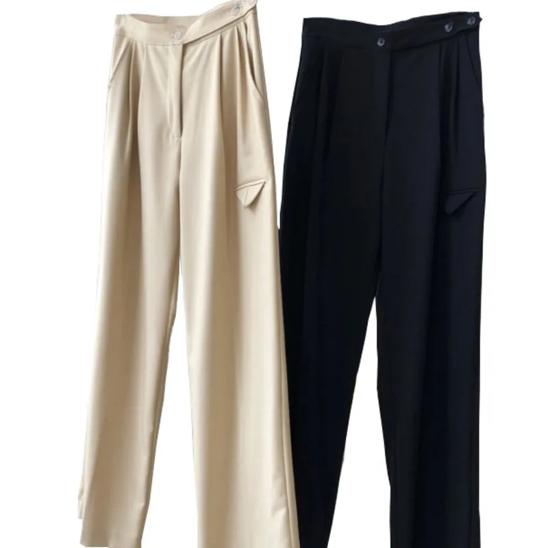 

DEAT DEAT Autumn new fashionable blogger style high waist wide leg straight suit pants loose slimming all-match WO30901