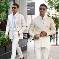 off white mens 2 piece suits classic peaky blinder suit slim fit vintage suit business jacket pants custom wedding tuxedos