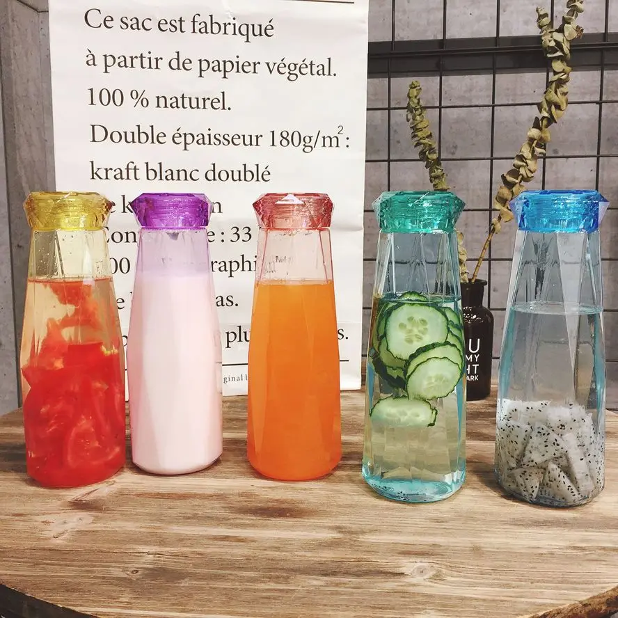 Стеклянная бутылка для воды в форме алмаза Маленькая прозрачная чашка свежем