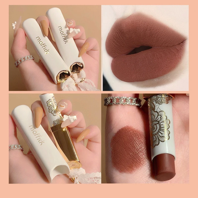 6 цветов Шелковый отделка губная помада Винтаж цвета губ Увлажняющая элегантные