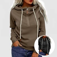 all match female women zipper design beam cuffs pullover hoodie for leisure