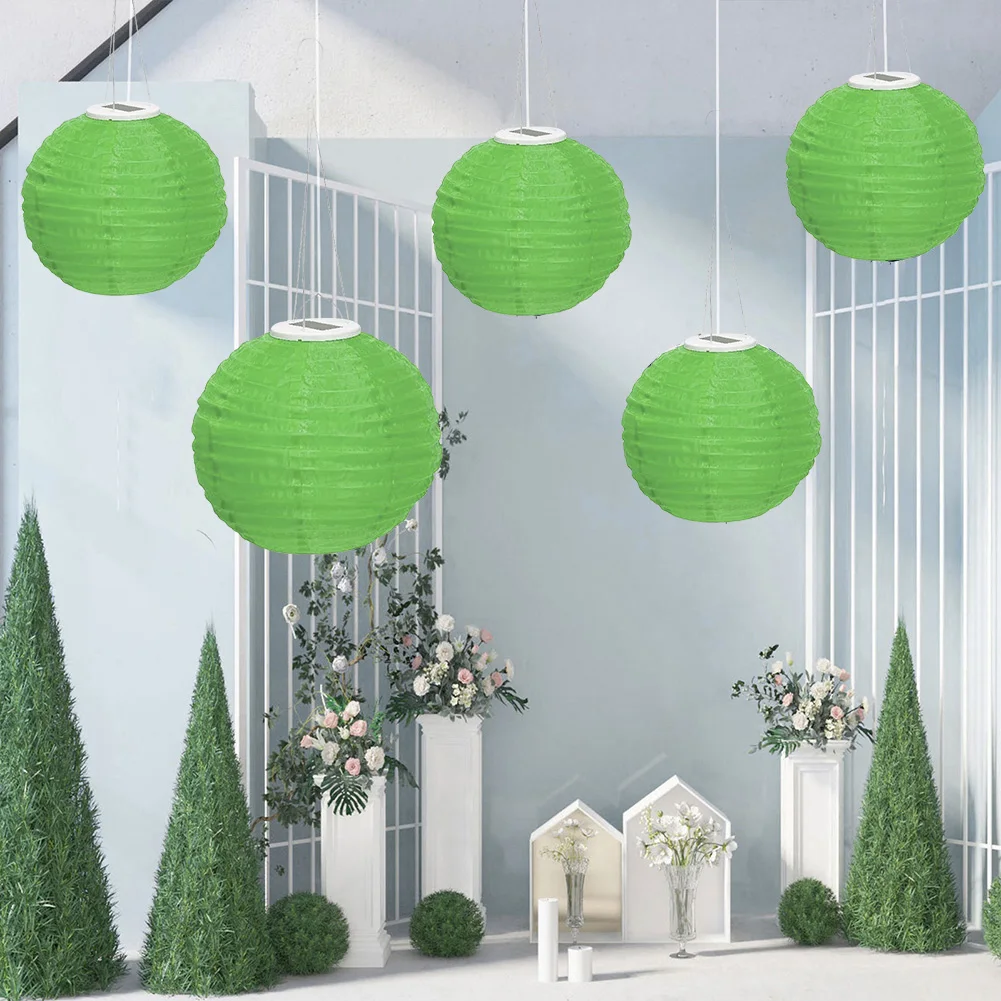 

12 inch Colorful Waterproof Nylon LED Round Lantern Hanging for Wedding Birthday Party Decoration Holiday Craft Outdoor Decor