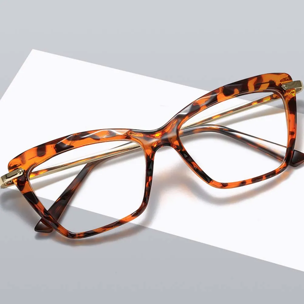 

New Fashion Crystal Multi-Faceted Flat Mirror Cat Eye Anti-Blue Light Glasses Frame Cross-Border Trend Glasses Frame