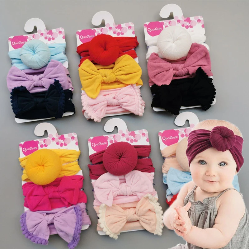 Детская Цветочная повязка на голову 3 шт. Эластичный Бант для девочек аксессуары