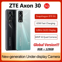 world premiere global version zte axon 30 5g smartphone 6 92 120hz under screen camera snapdragon 870 65w fast charging phone