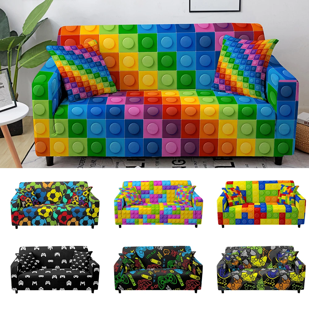 Клетчатый эластичный чехол для дивана нескользящий софы в гостиную с