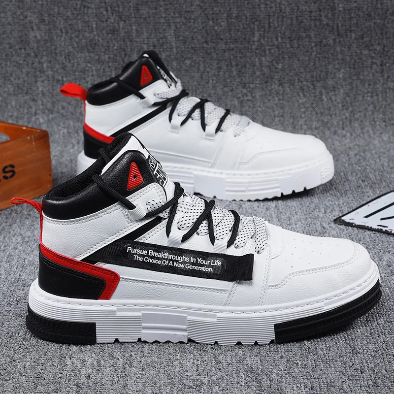 

JWXK Men's Fashion High Top Casual Shoes Fashion Comfortable Sports Shoes Lace-up Flat Casual Shoes Men's Vulcanized Shoes