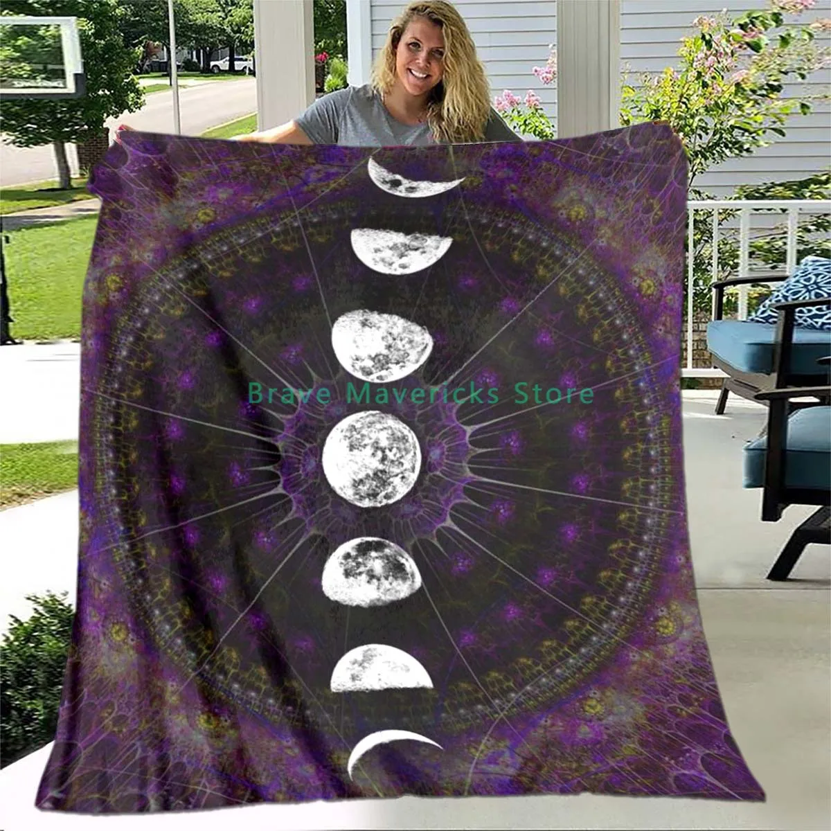 

Lunar Cycle Manifestation Blanket - Cute Goth Comfy Blanket for Snuggles and Dreaming and Daily Revival of Your Energy