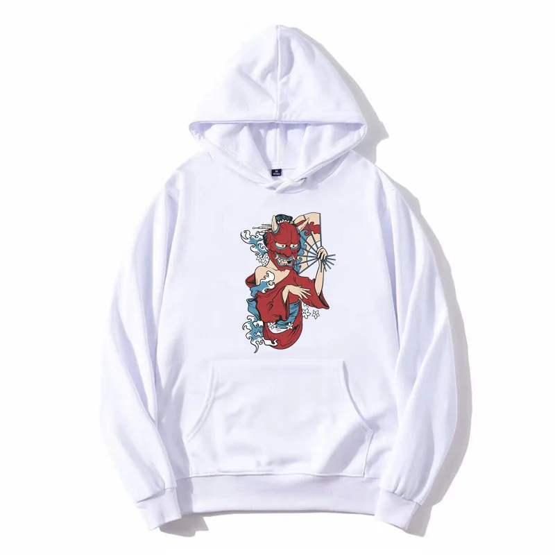 Японское кимоно гейши с маской Oni Demon повседневная мужская толстовка капюшоном