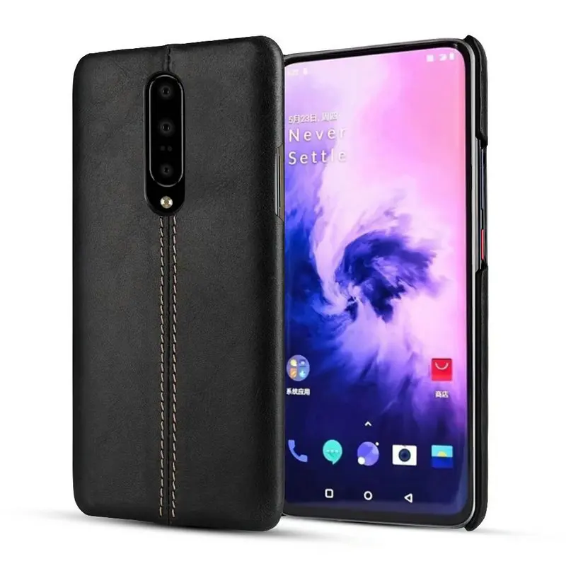 Черный Oneplus 7 Pro Чехол для Oneplus7 Pro натуральная кожа задняя крышка Oneplus 6 T Oneplus6 T настоящий кожаный бампер чехол Oneplus 6 Funda - Цвет: Черный
