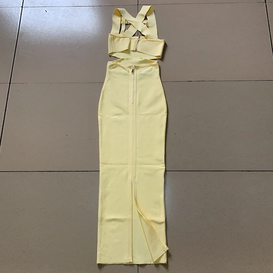 

Ailigou 2021 New Summer Women's Bandage Dress Women Elegant Fashion Nightclub Sleeveless Hollow Backless Sexy Banquet Dress