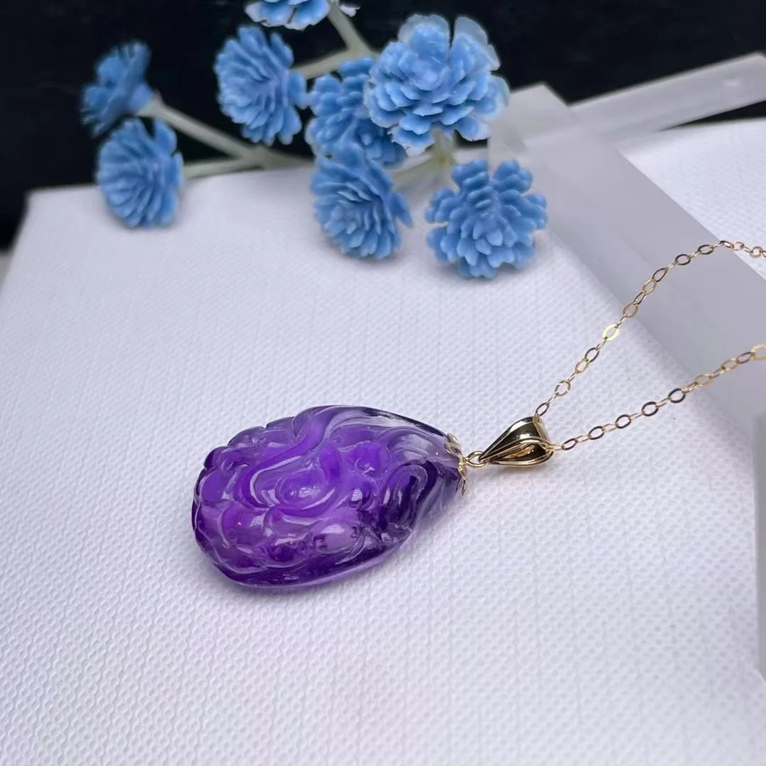 

shilovem 18k yellow piezoelectric amethyst Pendants fine Jewelry women trendy no necklace new gift 17*25mm mymz1725881z