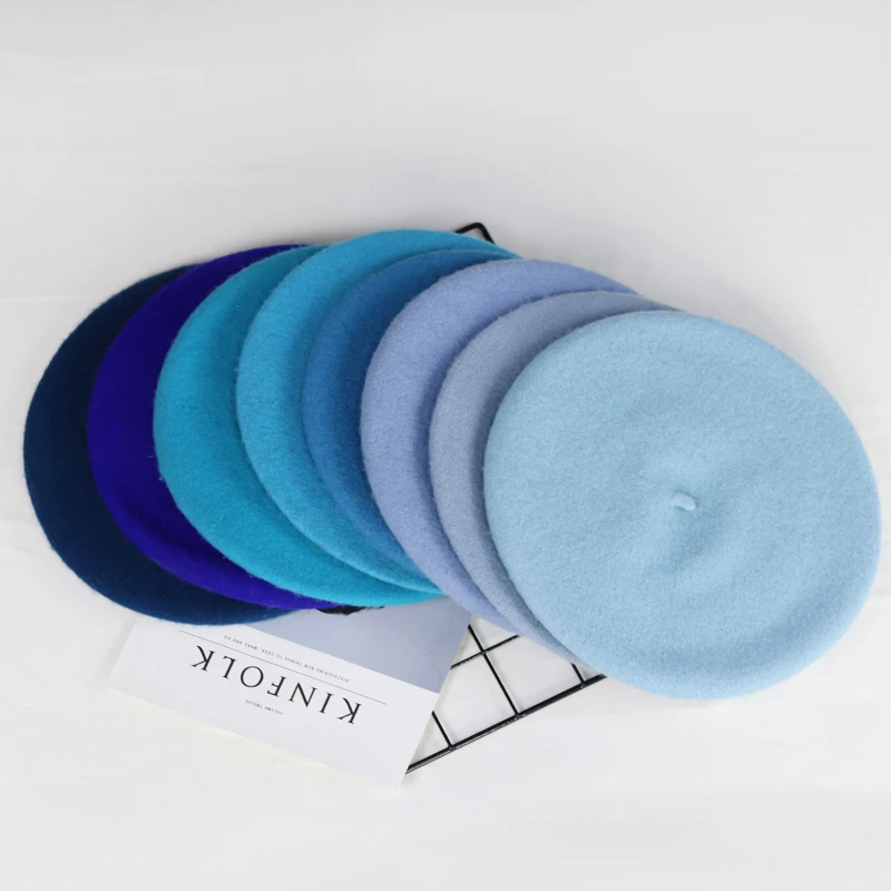 Женская зимняя шапка с голубым светом повседневный берет элегантная женская