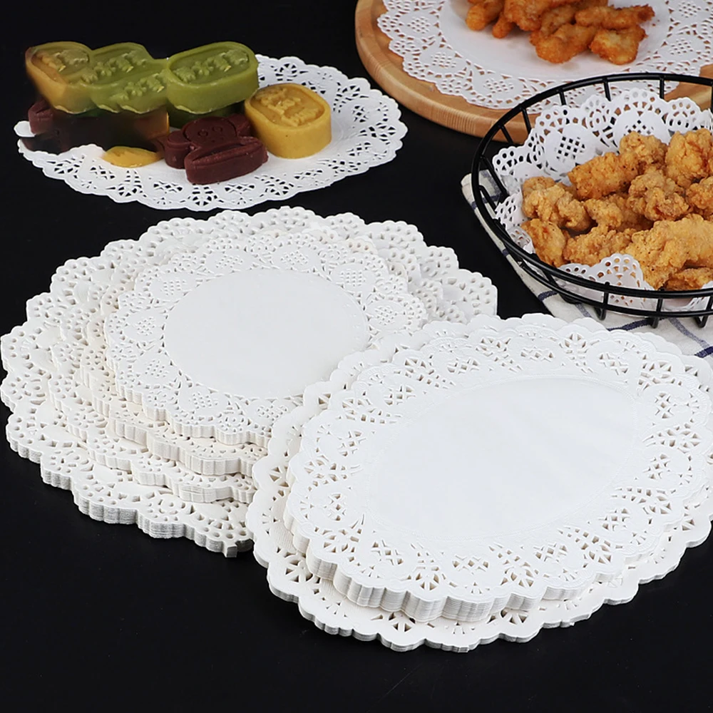 100 шт. 6 5/7 5/8 5 дюймов белые круглые бумажные кружевные салфетки в винтажном стиле